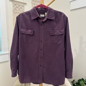 L.L.Bean Women’s XL Purple Cotton Button Front Shirt Jacket Utility Top